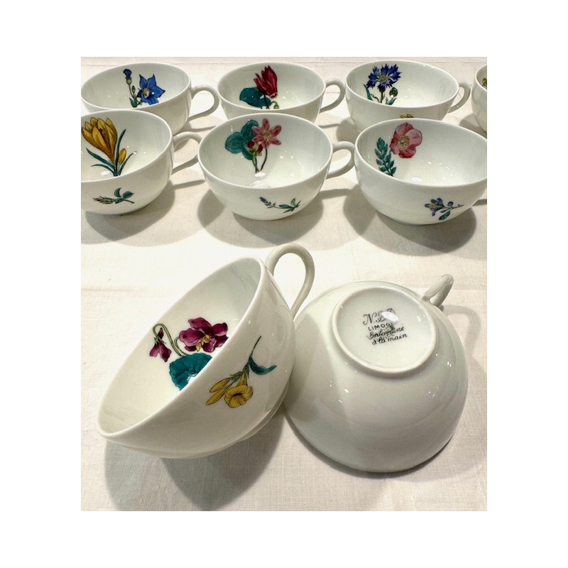 NBD Limoges -10 jolies tasses en porcelaine fine