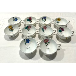 NBD Limoges -10 jolies tasses en porcelaine fine