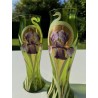 Art Nouveau - Paire de Vases en verre Iris émaillé