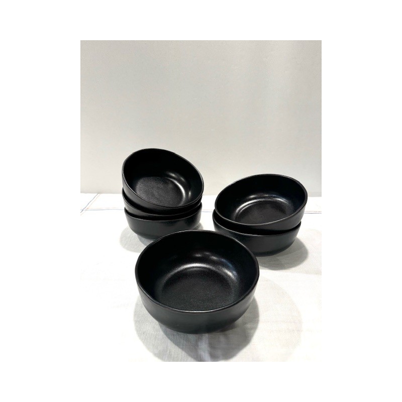 6 assiettes bowls en céramique noire