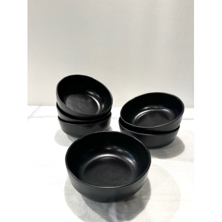 6 assiettes bowls en céramique noire