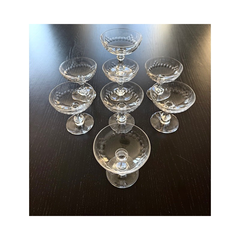 Années 40 - 8 coupes de champagne en cristal