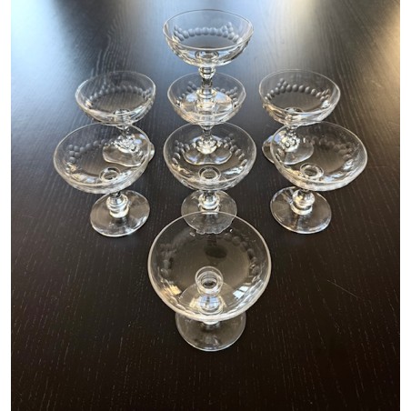 Années 40 - 8 coupes de champagne en cristal