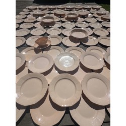 Digoin Sarreguemines - Service vintage rose poudré