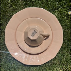 Digoin Sarreguemines - Service vintage rose poudré