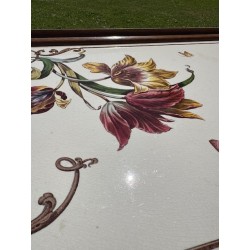 Plateau en faïence polychrome Art Nouveau