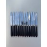 Coffret 12 couteaux à fromage lame acier, virole argent, manche ébène