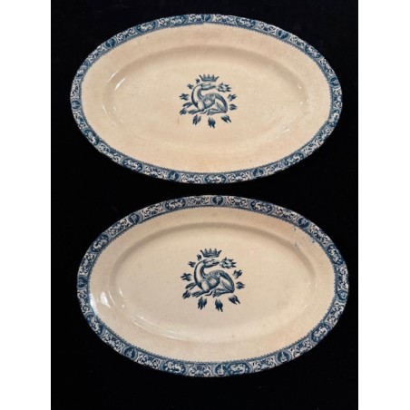 2 plats Oblong en faïence terre de fer - Modèle François 1er