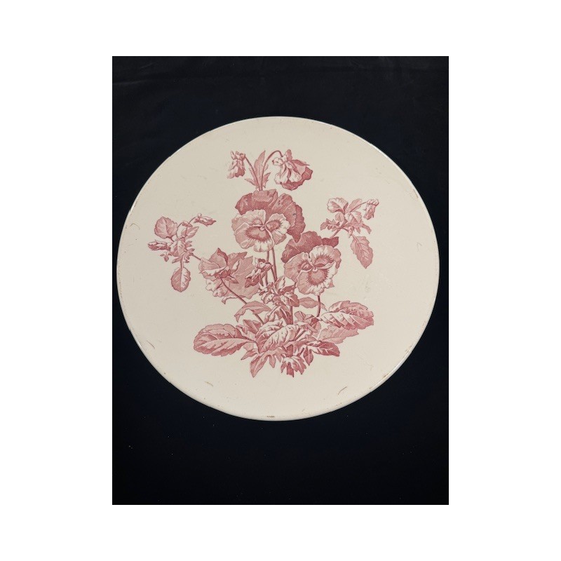 Plat circulaire Terre de Fer Longchamp "Pensées"