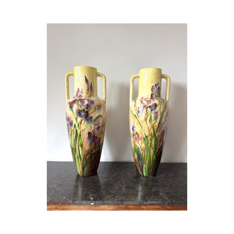 P. Perret Vallauris - 2 majestueux vases Art Nouveau