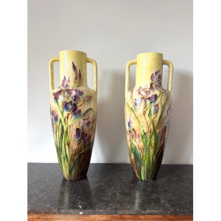 P. Perret Vallauris - 2 majestueux vases Art Nouveau
