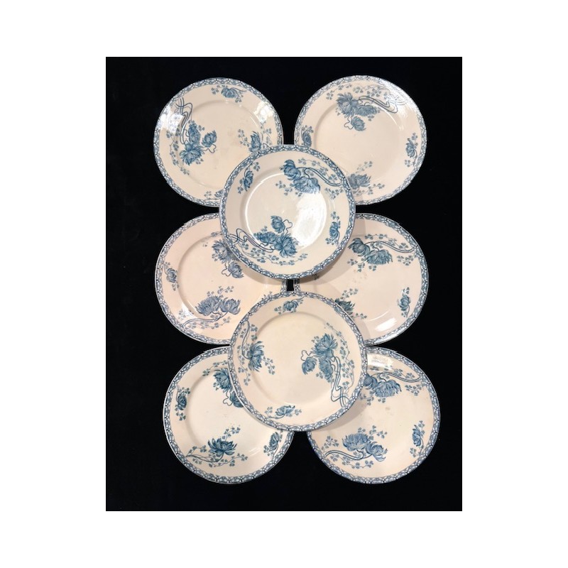 Sarreguemines - 8 assiettes terre de fer modèle Royat