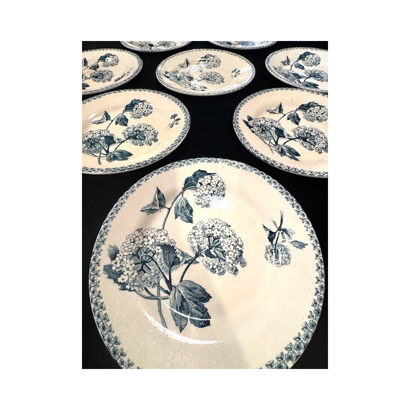 Gien - 8 assiettes modèle Boule de Neige en terre de fer