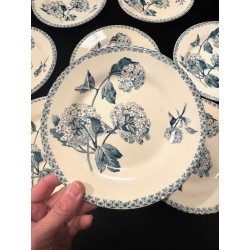 Gien - 8 assiettes modèle Boule de Neige en terre de fer