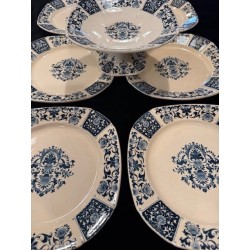 Gien - Assiette et Compotier aux lambrequins rouennais