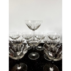 Service de 12 coupes à champagne en cristal