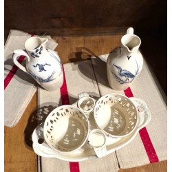 Lunéville - Set Huilier Vinaigrier en faïence terre de fer