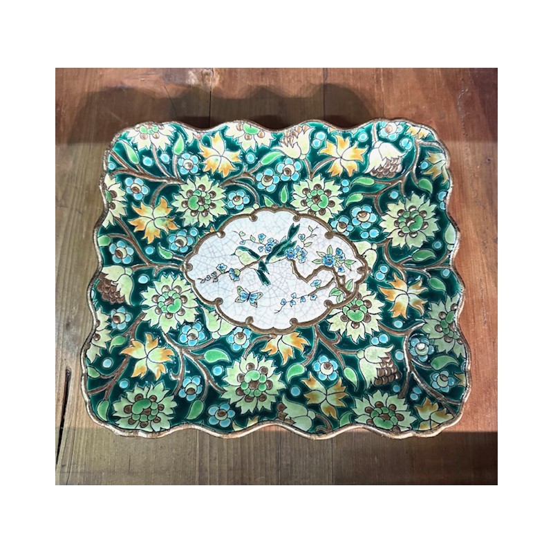 Longwy - plat rectangulaire en émaux cloisonnés