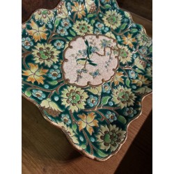 Longwy - plat rectangulaire en émaux cloisonnés