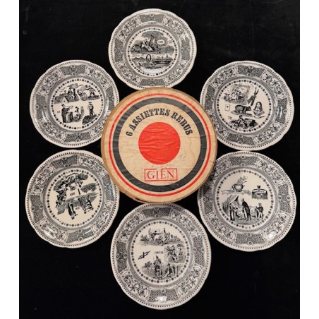 Gien- Série de 6 assiettes Rébus