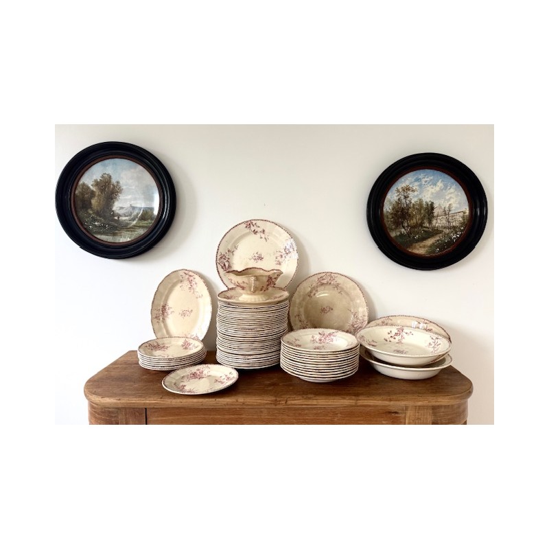 Terre de Fer - Complet service en faïence vieux rose