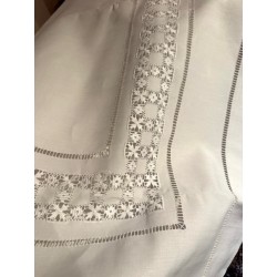 Linge Ancien - Drap et taies d'oreillers en lin blanc