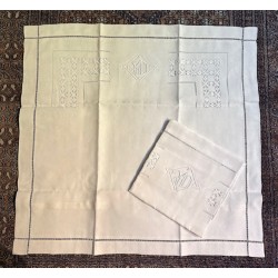 Linge Ancien - Drap et taies d'oreillers en lin blanc