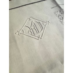 Linge Ancien - Drap et taies d'oreillers en lin blanc