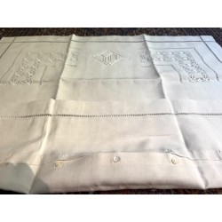 Linge Ancien - Drap et taies d'oreillers en lin blanc