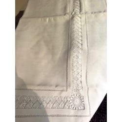 Linge ancien - Drap et paire de taies en lin blanc