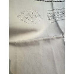 Linge ancien - Drap et paire de taies en lin blanc