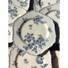 Terre de Fer - Série de 16 assiettes octogonales au décor floral bleu