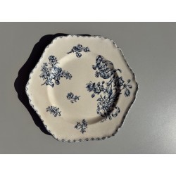 Terre de Fer - Série de 16 assiettes octogonales au décor floral bleu