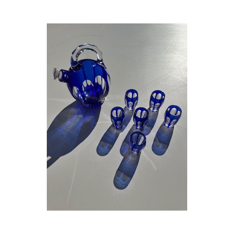 Service à liqueur en cristal bicolore