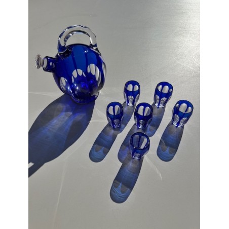 Service à liqueur en cristal bicolore