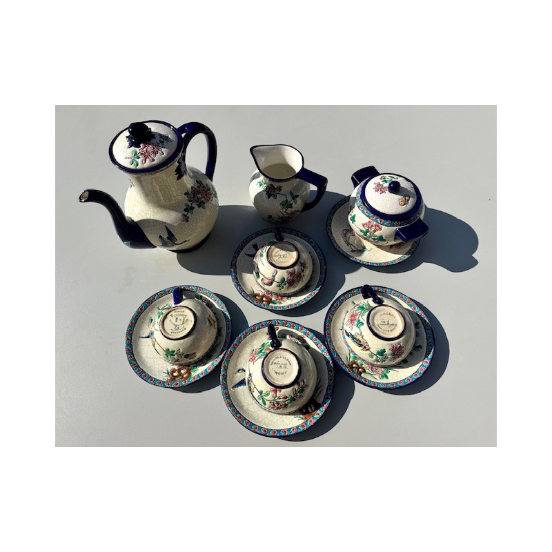 Longwy - Magnifique service à café en émaux