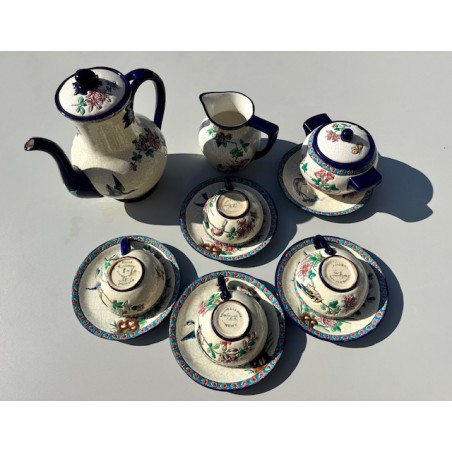 Longwy - Magnifique service à café en émaux