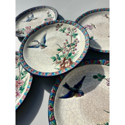 Longwy - Magnifique service à café en émaux