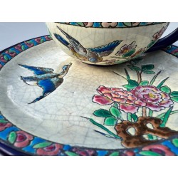 Longwy - Magnifique service à café en émaux