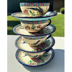 Longwy - Magnifique service à café en émaux