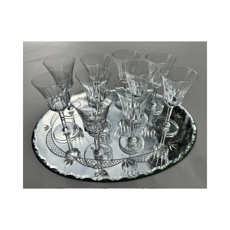 Val St Lambert - 10 verres à vin en cristal modèle Poitiers Taillé