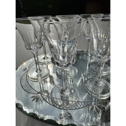 Val St Lambert - 10 verres à vin en cristal modèle Poitiers Taillé