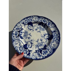 Creil & Montereau - Grand Plat circulaire et creux Flora XIXème