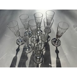 Baccarat XIXème - 10 flûtes anciennes en cristal demi fort