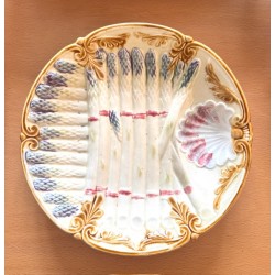 Faïencerie des Salins - Magnifique service à Asperges en barbotine