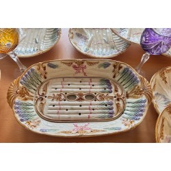 Faïencerie des Salins - Magnifique service à Asperges en barbotine