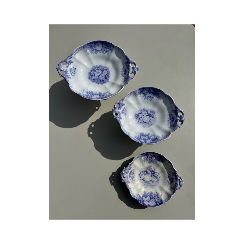 Sarreguemines XIXème - 3 compotiers modèle Jardinière