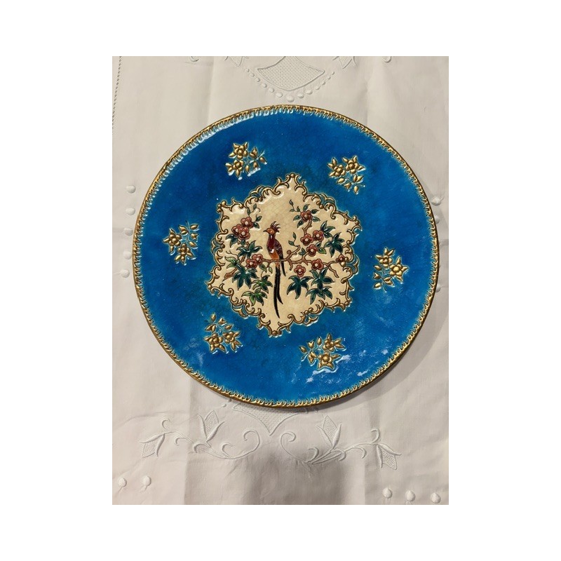 Longwy - Plat circulaire en émaux cloisonnés