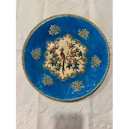Longwy - Plat circulaire en émaux cloisonnés