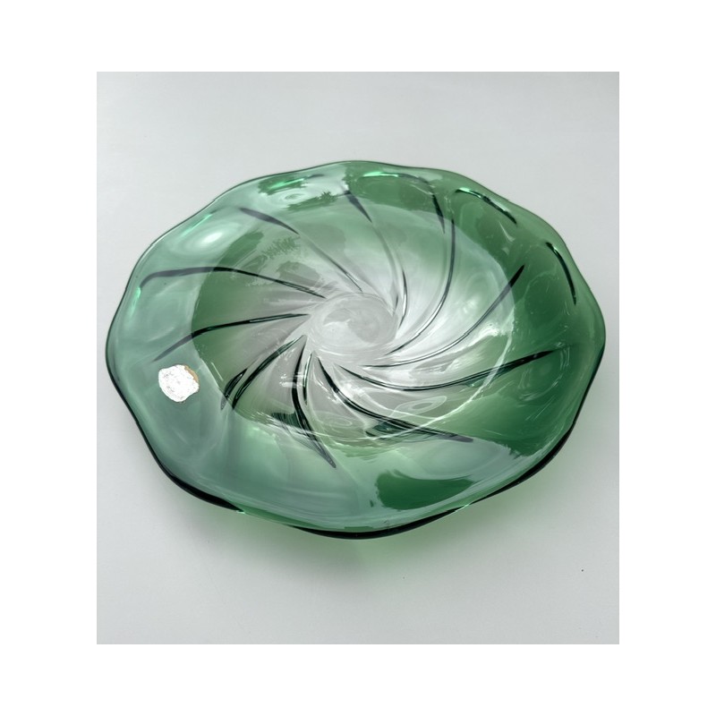Val Saint Lambert - Grande coupe XXL en cristal vert